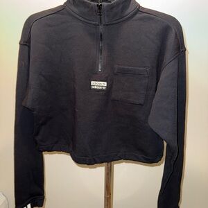 Adidas Black Half-Zip Cropped Sweatshirt